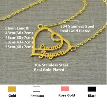 Ručně Vyráběné Šperky Personalizované Double Jména Náhrdelník Prohlášení Náhrdelník Srdce Vlastní Dopis Límec Zlata Ketting Svatební Svatební Dar
