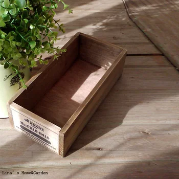 Ručně řemeslně solidní fir, obdélníkové mini vintage wood box