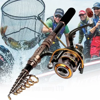 Rybářský Prut a Naviják Nastavit 1.8-3.0 Teleskopické Rybářské Pruty a DK1000-4000 11BB Spřádání Naviják Kit