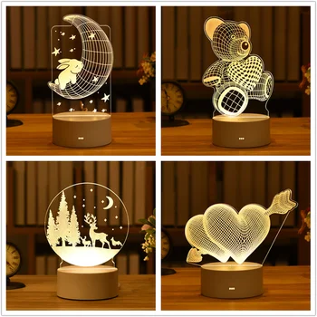 Rádi 3D Akryl Lampa LED Noční Světlo Valentines Den Dárek, Svatební Dekorace Dítě ShowerBirthday Párty, Králík, Velikonoční Dekorace