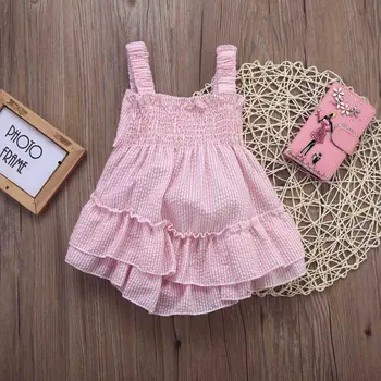 Růžové Batole Dítě Novorozené Děti Baby Girls Luk Neformální Romper Kombinéza Oblečení, Letní Oblečení 0-24M