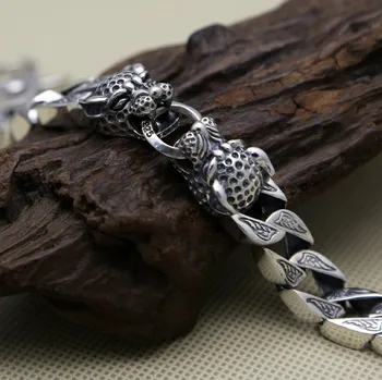 S925 pevné ryzího stříbra, šperky double leopardí hlava tlusté řetězce pánské vintage Thai stříbrná široká verze mighty ortéza
