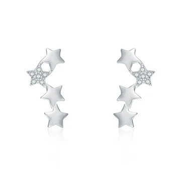 S925 Sterling Silver Stohovatelné Hvězda Náušnice pro Ženy Kubický Zirkon Módní Korea Stříbrné Náušnice Šperky