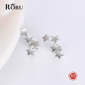 S925 Sterling Silver Stohovatelné Hvězda Náušnice pro Ženy Kubický Zirkon Módní Korea Stříbrné Náušnice Šperky