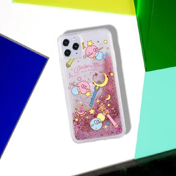 Sailor Moon Hvězdy, Magie, Jiskru Skutečné Kapaliny Třpytky Telefon Fundas Kryt pro iPhone 11 X XS XR Max Pro 7 8Plus 6