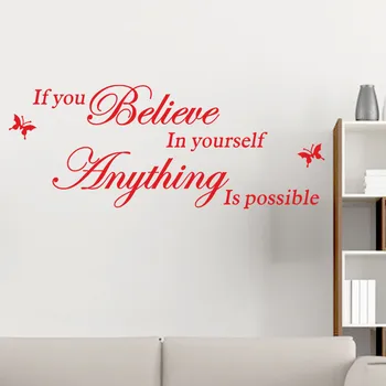 Samolepka na zeď, pokud budete věřit v sebe sama všechno je možné, inspirující citace zeď dekorativní vinyl umění domácí výzdoba A30