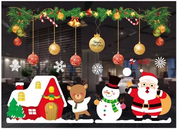 Santa Claus Jelen na Zeď Samolepky na Okno Vánoční Dekorace pro Domov 2020 Veselé Vánoční Ozdoby Navidad Vánoční Dárky, Nový Rok