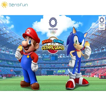 Sensfun Video Hry Super Mario Kulisu Stadionu Sonic Narozeniny Pozadí dětské Party Fotografie Rekvizity Photo Studio Banner