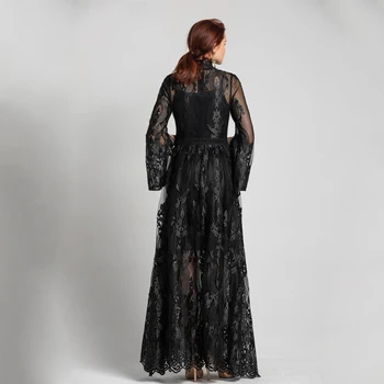 SEQINYY Elegantní Maxi Šaty 2020 Brzy na Jaře Nové Módní Design Ženy Erupce Rukáv Výšivka Krajky Květiny Vysoce Kvalitní Šaty