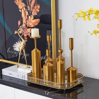Severské Moderní svícny Kovové Zlaté Luxusní Vrcholy na Svatební Stoly Obývací Pokoj Centro De Mesa Domácí Dekoraci BE50CD