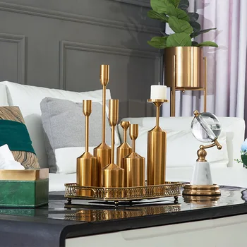 Severské Moderní svícny Kovové Zlaté Luxusní Vrcholy na Svatební Stoly Obývací Pokoj Centro De Mesa Domácí Dekoraci BE50CD