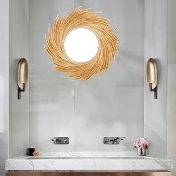 Severské Slunce, Tvar, Dekorativní Zrcadla, Ratan Inovativní Art Dekorace Kolo Make-Up Zrcátko Oblékání Koupelna Zdi Visí Zrcadlo
