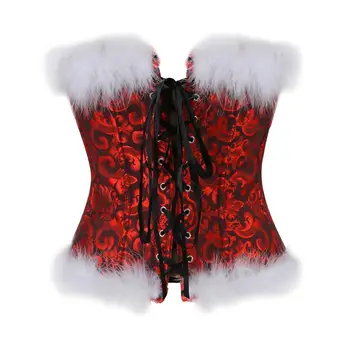Sexy Overbust Korzet Popruhy Zip Korzet Červené Spodní Prádlo Ženy Horní Bílé Burlesky Šněrovací Korzet Vánoční Santa Kostým