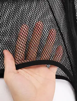 Sexy Pánské Tílko Vidět Skrze Čiré Síťované Trikot Kombinézu Na Zip Otevřený Rozkrok Wetlook Patent Kožené Erotické Síťované Plavky