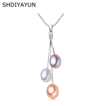 SHDIYAYUN 2019 Jemný Perlový Náhrdelník Pearl Šperky Vícebarevné Střapce Přírodní Perlový Přívěsek, 925 Sterling Silver Šperky Pro Ženy