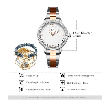 Shengke Dámské Hodinky Luxusní Značky Módní Ležérní Dámské Quartz Geneva Diamond Lady Náramek Náramkové Hodinky Pro Ženy Hodiny Hou