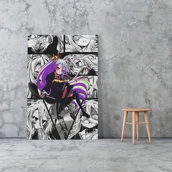 Shiro Žádné Znalosti Žádný Život anime dekor malířské plátno umění zdi obrázky ložnice studie domova obývací pokoj dekorace otisky plakát