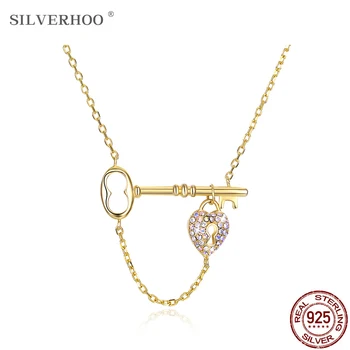 SILVERHOO Originální 925 Silver náhrdelník Náhrdelník Forever Love Přívěsek na Klíče Řetězce Ženy Výročí Den Romantické Dárky Jemné Šperky