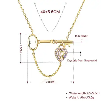 SILVERHOO Originální 925 Silver náhrdelník Náhrdelník Forever Love Přívěsek na Klíče Řetězce Ženy Výročí Den Romantické Dárky Jemné Šperky