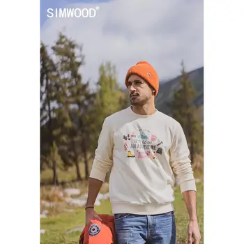 SIMWOOD 2020 podzim nové mikiny muži cestovní tisk vtipné mikiny jogger textury karton tisk tepláky SI980781