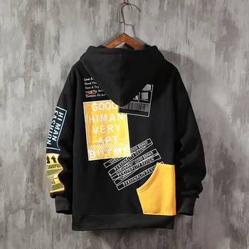 SingleRoad Pánské Mikiny Mužů 2020 Zimní Patchwork Nadrozměrných Hip Hop Japonské Streetwear Harajuku Žlutá Mikina Men Mikina