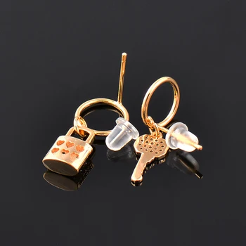 SINLEERY Malé Crystal Key Lock Drop Náušnice Zlato Stříbrné Barvy v Dubaji Ženy Módní Šperky Příslušenství ES595 SSA