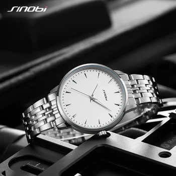Sinobi 2020 Pánské Hodinky, Originální Design 39MM Bílá Neformální Obchodní Muž Hodinky z Nerezové Oceli Světelný Muž Náramkové hodinky