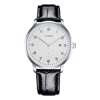 SINOBI Kauzální Obchodní Muži Náramkové Hodinky Kožený pásek na hodinky Top Luxusní Značky Mužů Geneva Quartz Hodiny Gentleman náramkové Hodinky 2016