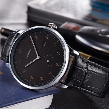 SINOBI Kauzální Obchodní Muži Náramkové Hodinky Kožený pásek na hodinky Top Luxusní Značky Mužů Geneva Quartz Hodiny Gentleman náramkové Hodinky 2016