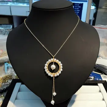 SINZRY ručně vyráběné zlaté barvě přírodní sladkovodní pearl, kolo střapcem přívěsek náhrdelníky elegantní dáma šperky