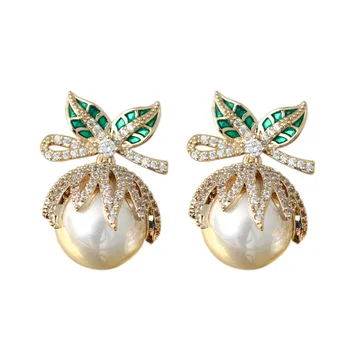 SINZRY Zbrusu Nový elegantní simulované pearl zirkon květina svatební náušnice módní korejský stylové šperky