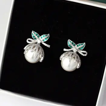 SINZRY Zbrusu Nový elegantní simulované pearl zirkon květina svatební náušnice módní korejský stylové šperky