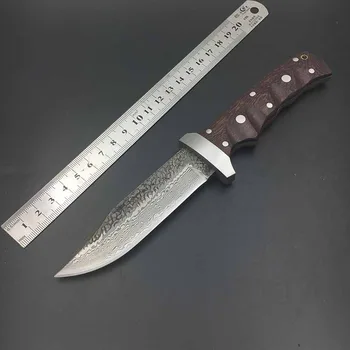 SK004 velkoobchod vzor Damašek oceli ruční kované rovný nůž tvrdost 62HRC venkovní self-defense nůž
