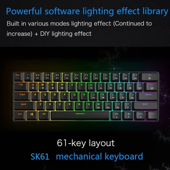 SK61 61 Klíč, Mechanická Klávesnice, USB, Drátová LED Podsvícením Osa Herní Mechanická Klávesnice Pro Desktop