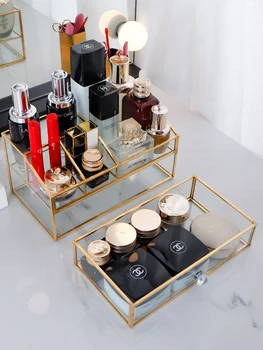 Sklo Multifunkční Make-up Organizátor Jasné Šperky Úložný Box Rtěnka, Kolekce, Případ, Kosmetické Prachu-proof Skladovací Box