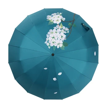 Skládací Dámy Deštník Větruodolný Vintage Černý Povlak odolný proti Větru Deštník, Dívka, Cestovní Guarda Chuva Domácnosti Deštník JJ60YS