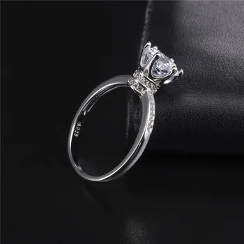 Skutečné Pevné 925 Sterling Silver, Koruna, Kroužky pro Ženy Luxusní 1.2 ct Diamond Snubní Zásnubní Prsten 18K růžové zlato Šperky