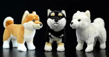 Skutečný Život Žlutá Shiba Inu Plyšové Hračky Realistické Černé Psy Štěně Vycpaných Zvířat Hračky Pro Vánoční Dárky Pro Děti