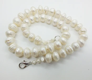Sladkovodní perly, černá/bílá perlový náhrdelník, obrovský Barokní perly 12-14MM 18 palců.