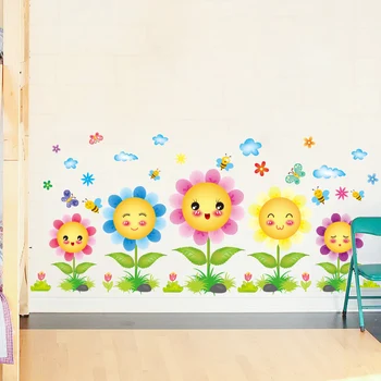 Slunečnice Rostlinné Samolepky na Zeď DIY Zvířat Mrkev Nástěnné Nálepky pro Obývací Pokoj Děti Ložnice Domácí Dekoraci