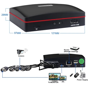 Smar 4CH 1080N 5 v 1 AHD DVR Kit KAMEROVÝ Systém 2KS 720P/1080P IR AHD Kamera Venkovní Vodotěsné Den & Noc Bezpečnostní Kamera Kit