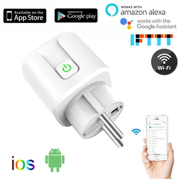 Smart Plug EU, 16A Napájení Monitoru Časovač Zásuvky Smart Home Příslušenství Multifunkční Bezdrátový Kompatibilní Alexa Google Home Assistant