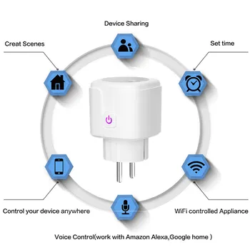 Smart Plug WiFi Zásuvka EU US UK 16A Power Monitor Načasování Funkce Tuya SmartLife Ovládání APLIKACE Pracuje S Alexa Google Assistant