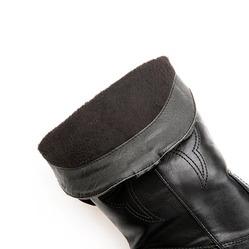 Smirnova 2020 zimní podzimní boty pro ženy skluzu na ženy boty vysoké podpatky boty horké módní černé ženy poloviny lýtka boty