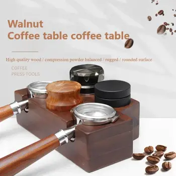 Solidní Ořech Espresso Kávy Zvládnout manipuluje Stát Podporu Sedadlo Dřevo Non-slip Náplň Tiskové Sedadla Prášek Kladivo Polštář Coffeeware