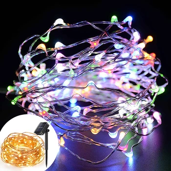 Solární LED Víla String Světla 20M 200 LED Měděného Drátu Dekorativní Zahradní Trávník Patio Vánoční Stromky Svatební Party světla