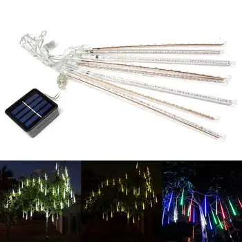 Solární Powered LED Meteor Sprcha Řetězec Víla Světla Vánoční Party, Zahradní Lampa Slavnostní Venkovní Závěsné Strom, Meteor Sprcha Dekor Lampa