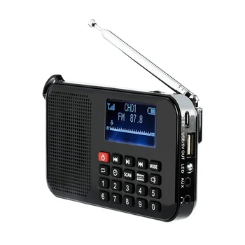 Solární Přenosné FM Kapesní Rádio Reproduktor Hudební Přehrávač s Baterkou,Časovač, Podpora TF Karet