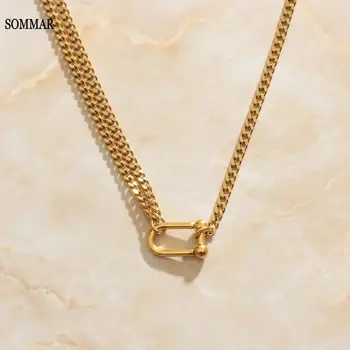 SOMMAR trend velké Zlaté Plněné náhrdelníky, přívěsky pro ženy, Sexy extravagantní malé město Internet pocit korálek náhrdelník přívěsky