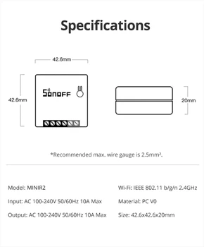 SONOFF Mini R2 DIY Inteligentní Přepínač Wi-fi Malé Tělo 2-Way Dálkové Ovládání Smart Switch Pracovat S Alexa Google Domova /Hnízda IFTTT